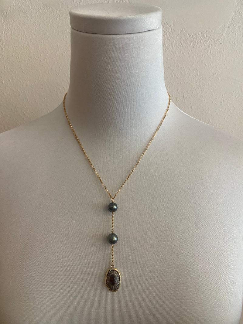 Double Tahitian and Opihi Necklace