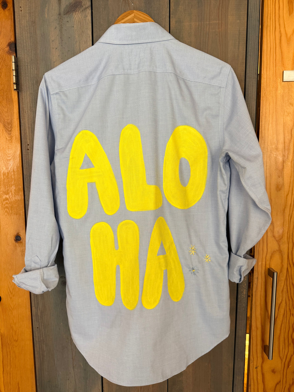 Blue Check Yellow Painted ALOHA