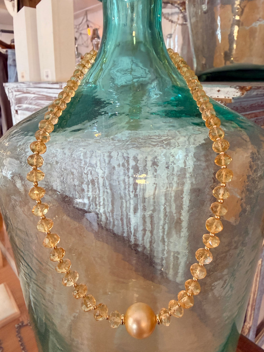 Citrine with Gold South Sea Pearl