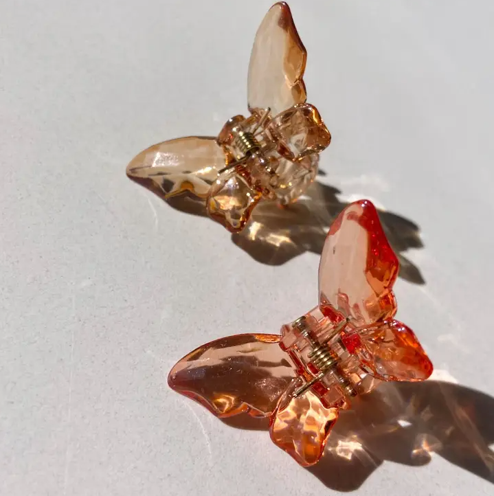 Butterfly Clear Mini Claw Hair Clips Set