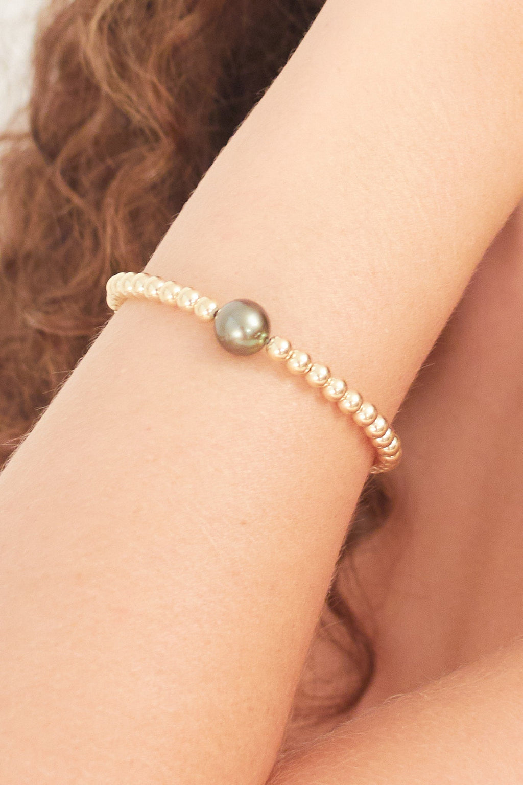 Beaded Gold Stretch Bracelets