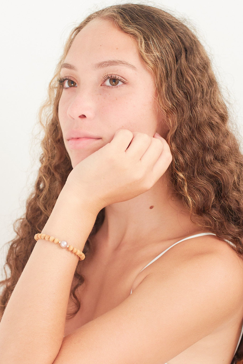 Beaded Sandalwood Stretch Bracelet