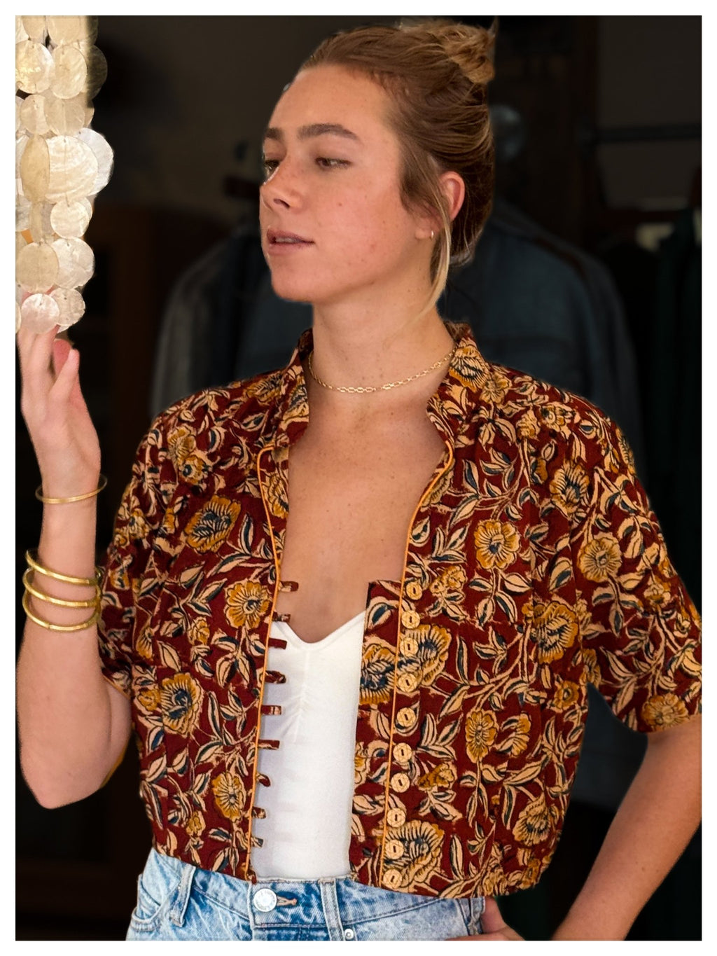 Buttoned Blouse/Kalamkari Jacket