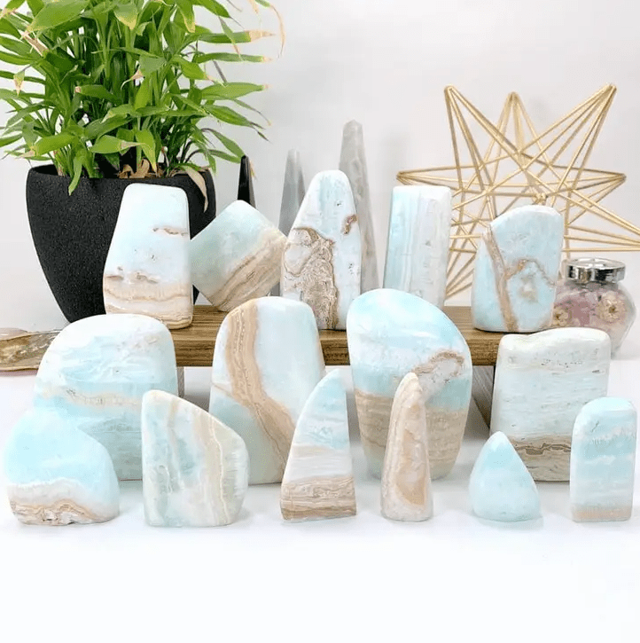 Caribbean Calcite Cut Base Polished - Driftwood Maui & Home By Driftwood