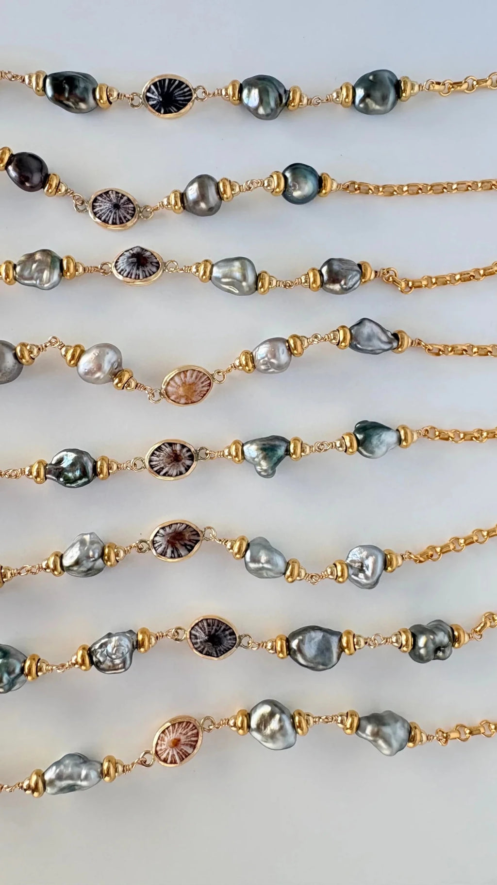 Ocean JazzChunky Keshi and Opihi BraceletBracelets
