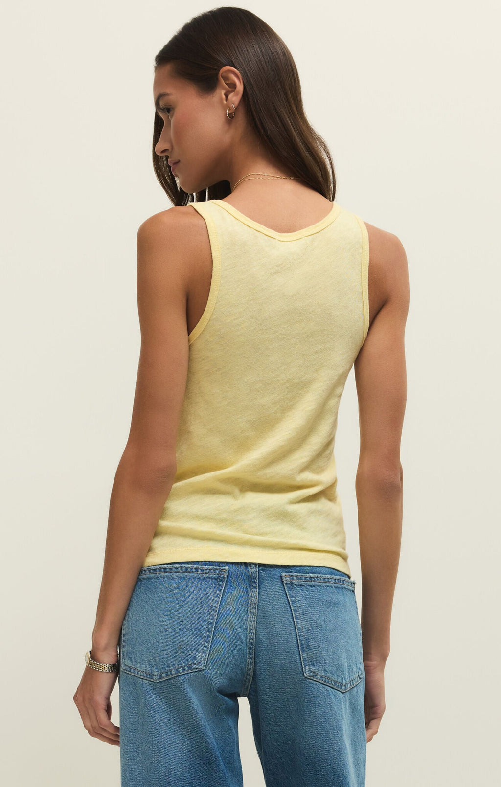 yellow tank top thick strap cotton
