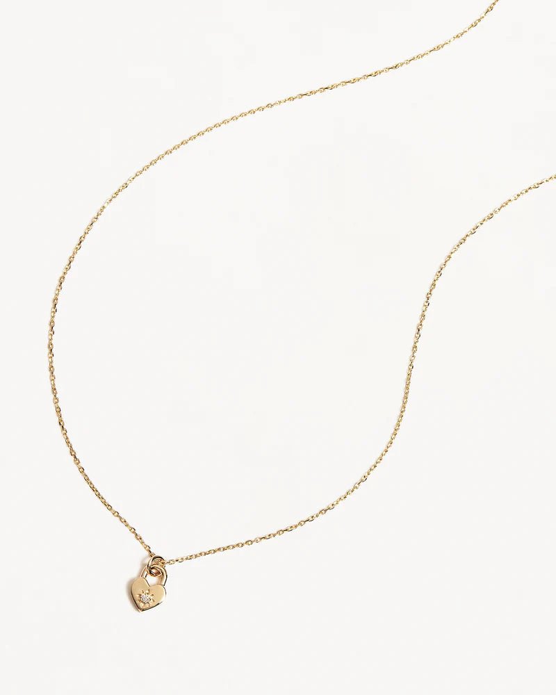 Crystal Lotus Heart Padlock Necklace