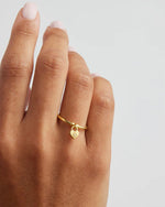 Crystal Lotus Heart Padlock Ring