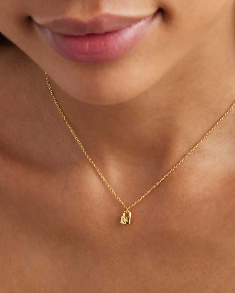 Crystal Lotus Padlock Necklace