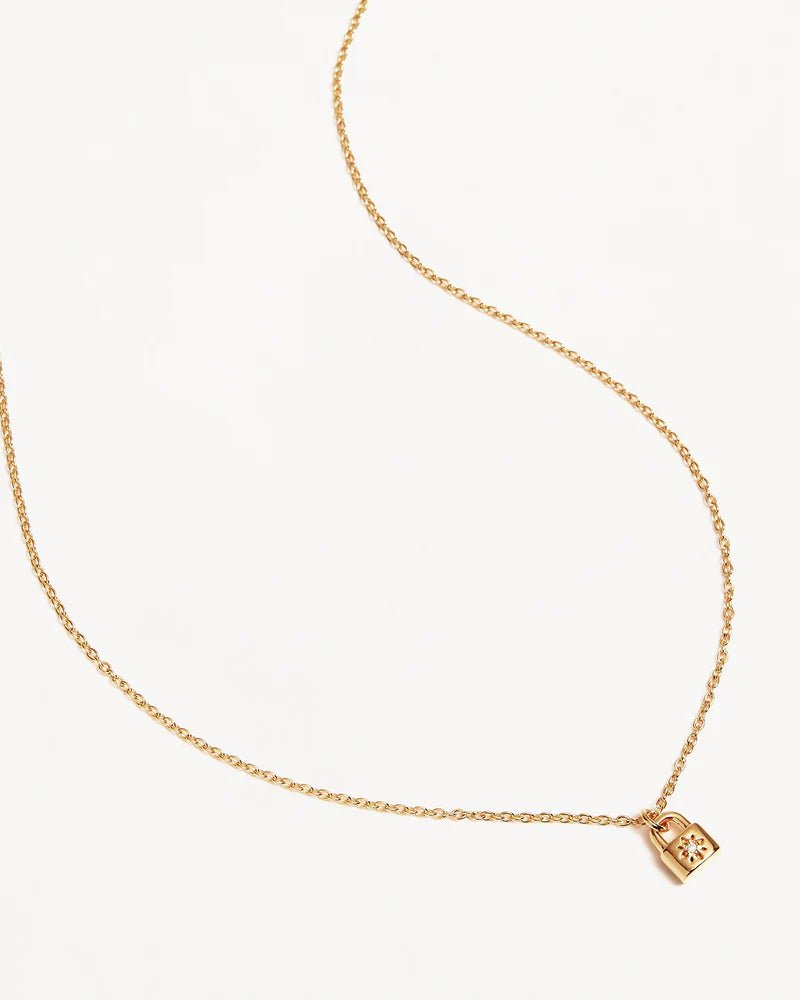 Crystal Lotus Padlock Necklace