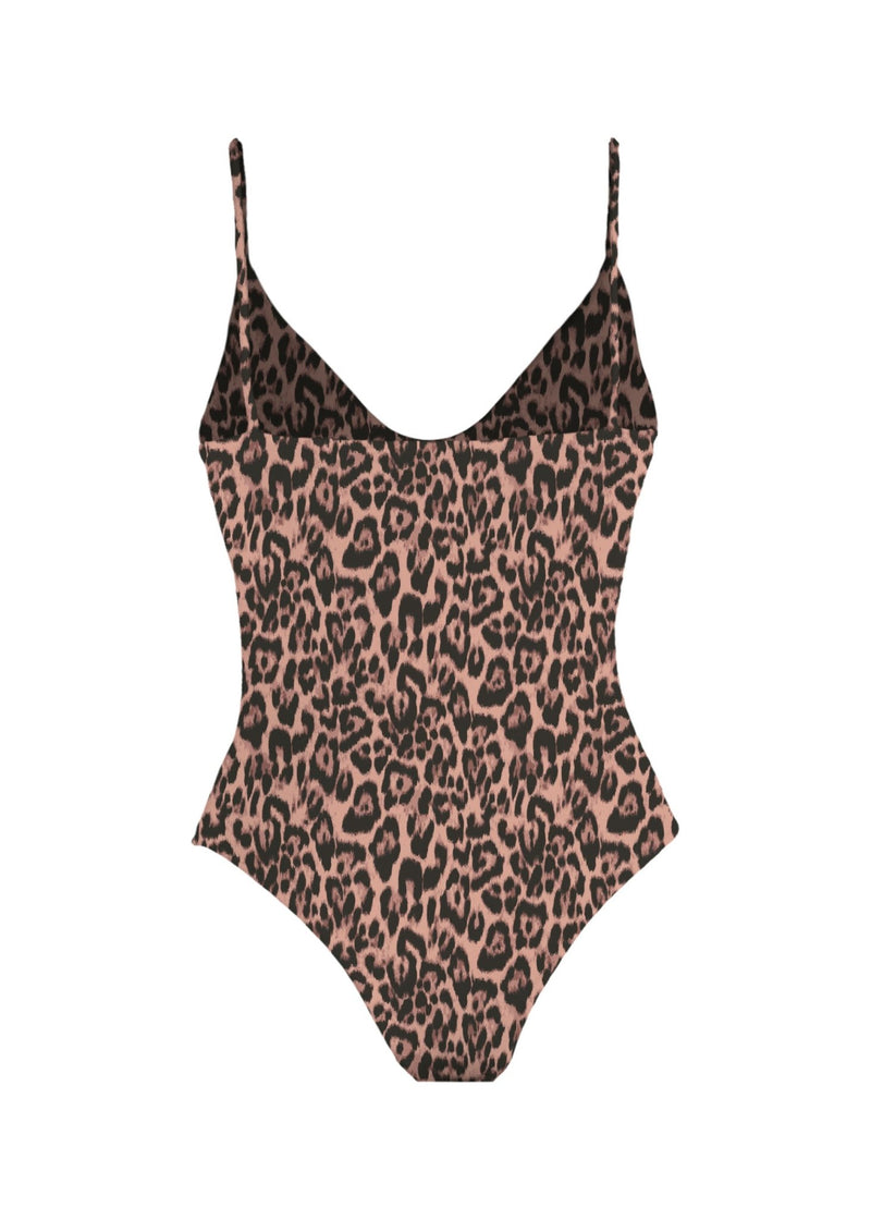 Leopard print swimsuit on a white background