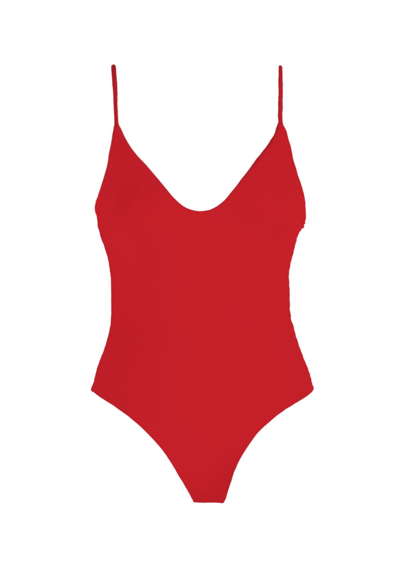 Red swimsuit on a white background