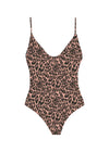 Leopard print swimsuit on a white background