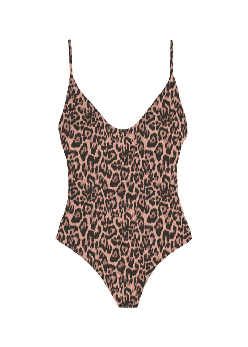 Leopard print swimsuit on a white background
