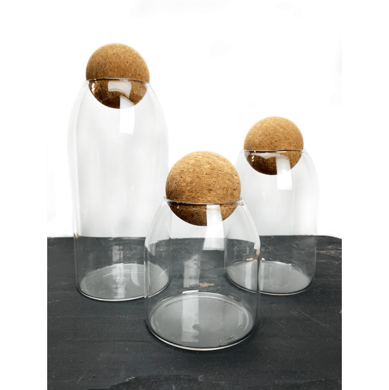 Glass Canister Set Round Cork Top - Driftwood Maui & Home By Driftwood