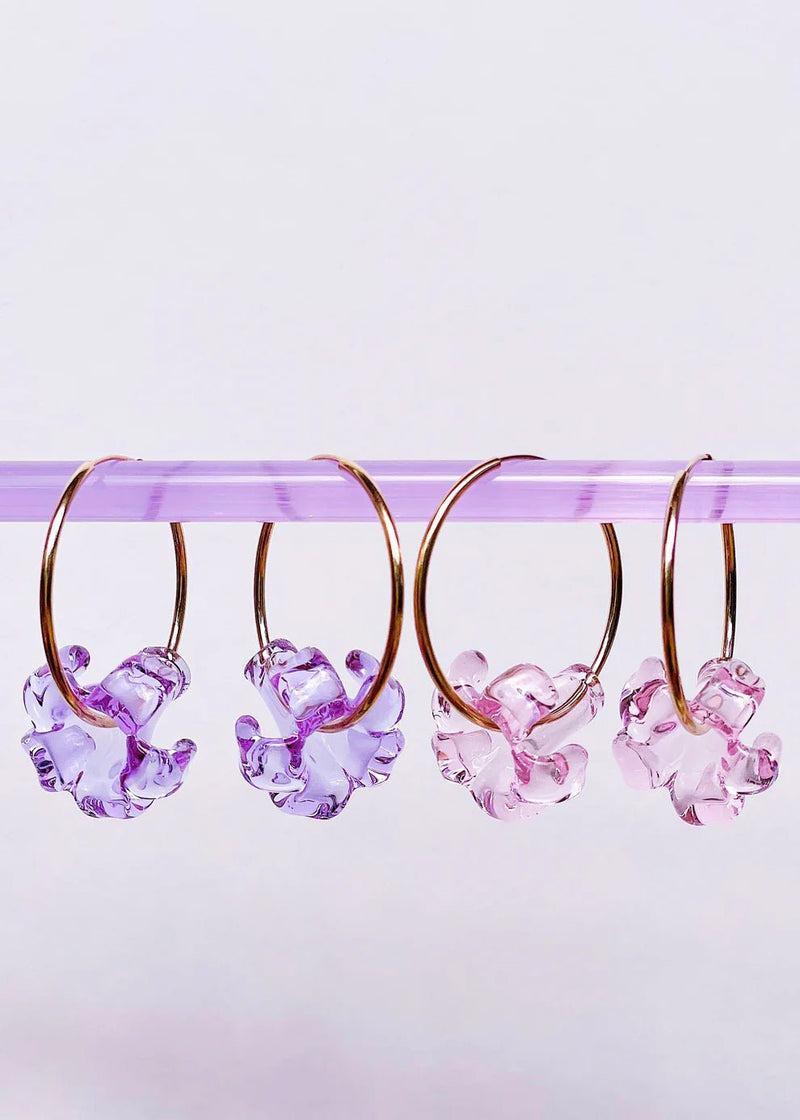 Glass Pua Flower Hoops