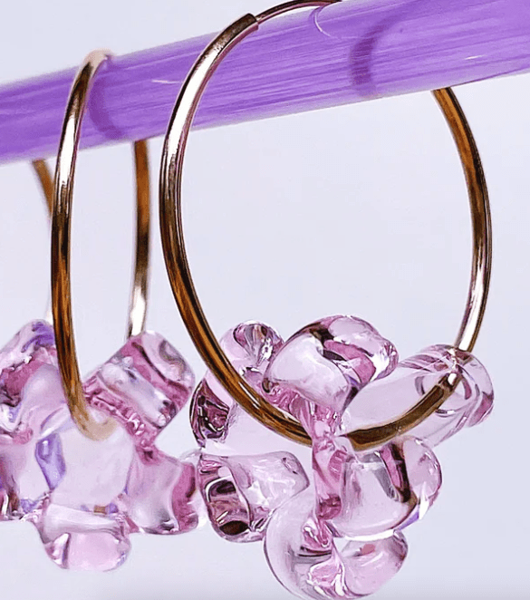 Glass Pua Flower Hoops