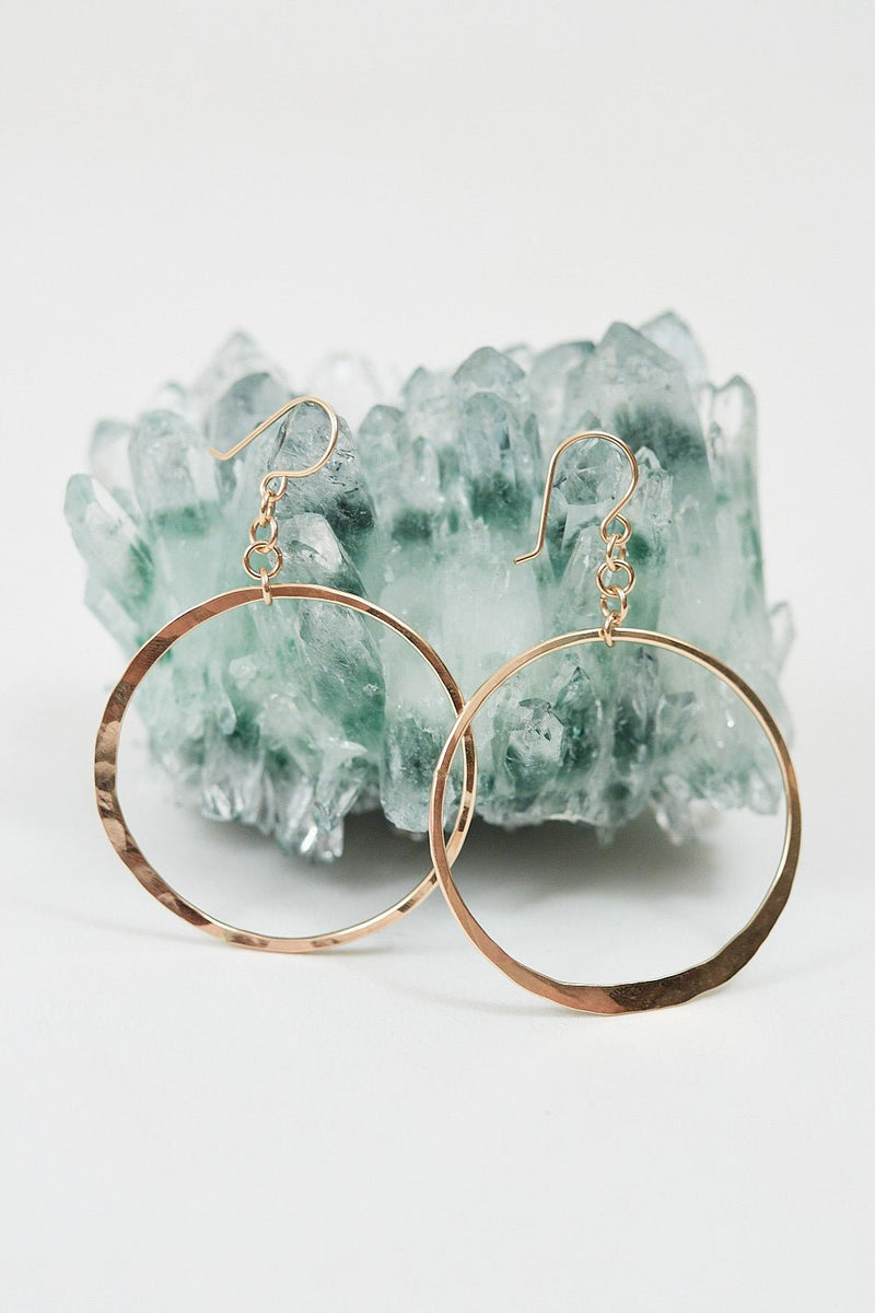 Gold Fill Hammered Hoops - Driftwood Maui & Home By Driftwood