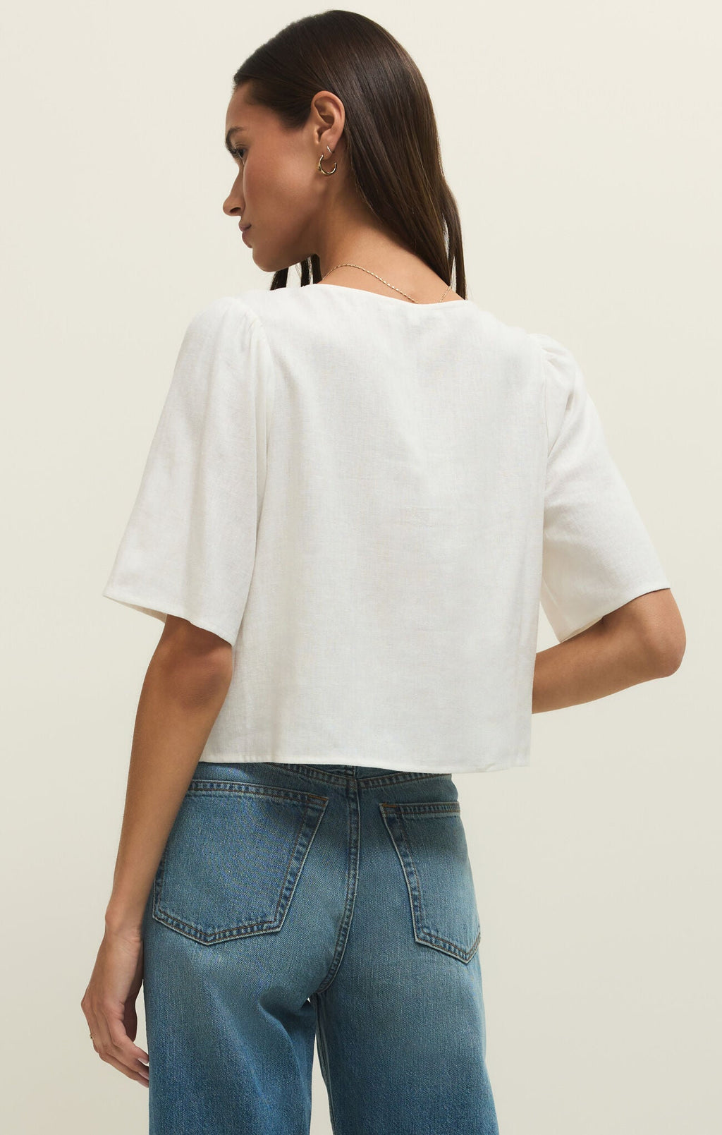 white tie front blouse short sleeve top