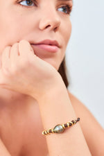 Leather Bracelet with Tahitian Pearl and Puka