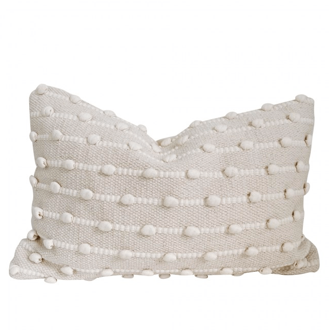 Lida Neutral Pom Pom Lumbar Pillow - Driftwood Maui & Home By Driftwood