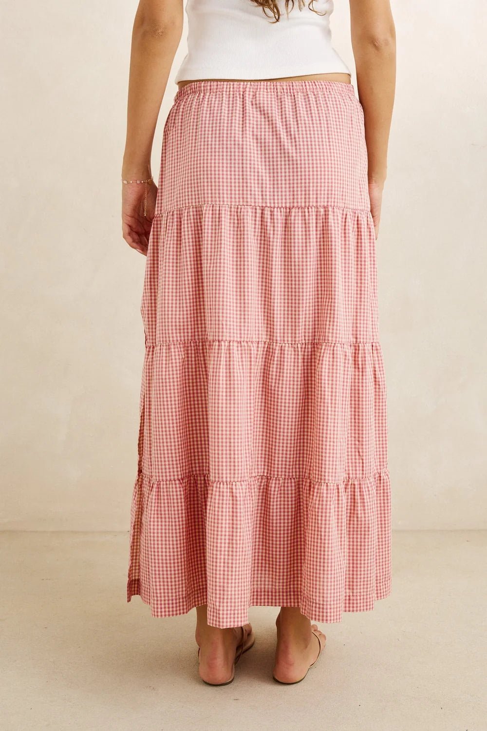 RhythmLola Check Tiered Maxi SkirtSkirts