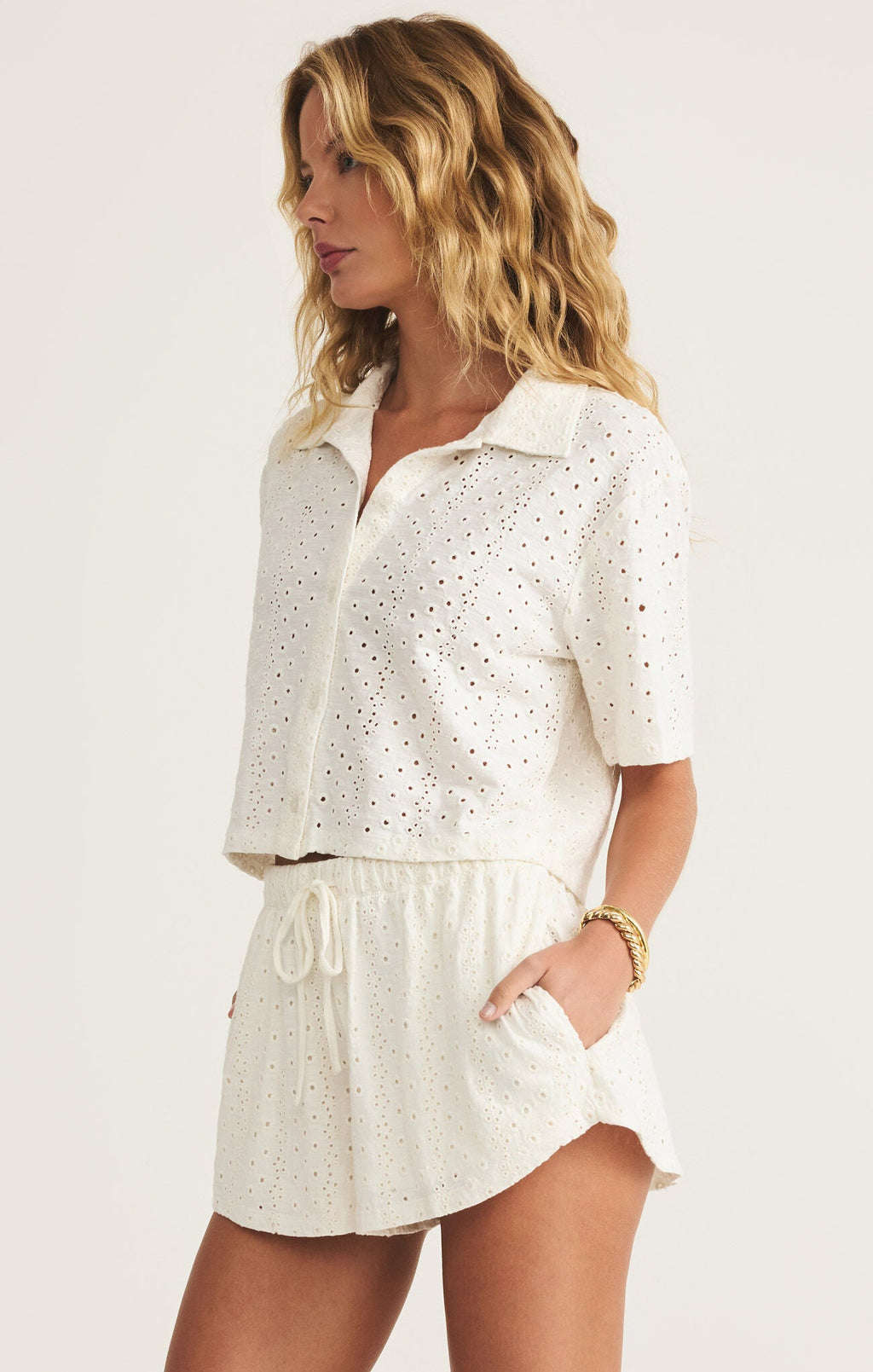 Z SupplyMadrid Eyelet Button UpTops