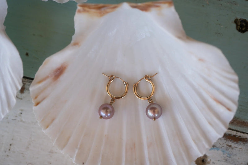 Ella May MauiManini Pearl HoopsEarrings