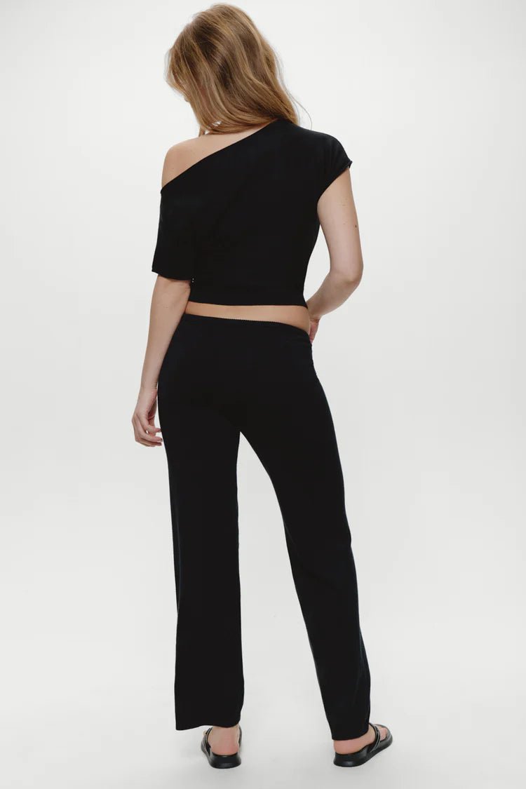 black off shoulder knit lounge top