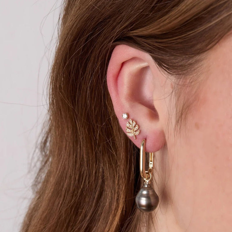Monstera Leaf Diamond Studs