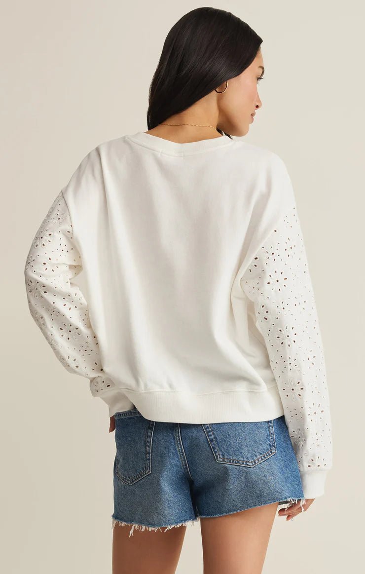 Z SupplyMosaic Knit Eyelet SweatshirtSweater