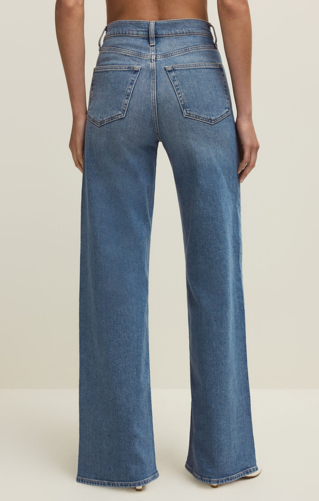 high rise wide leg medium wash jeans denim