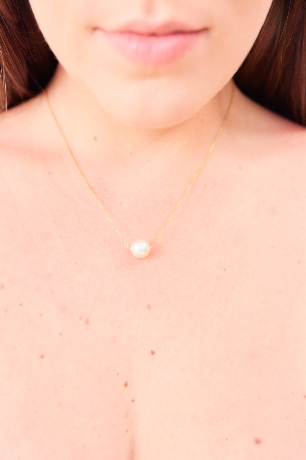 Pearl With Gold Floating Necklace