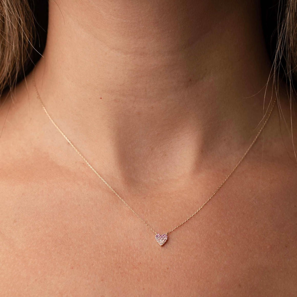 Pink Sapphire Hear Necklace