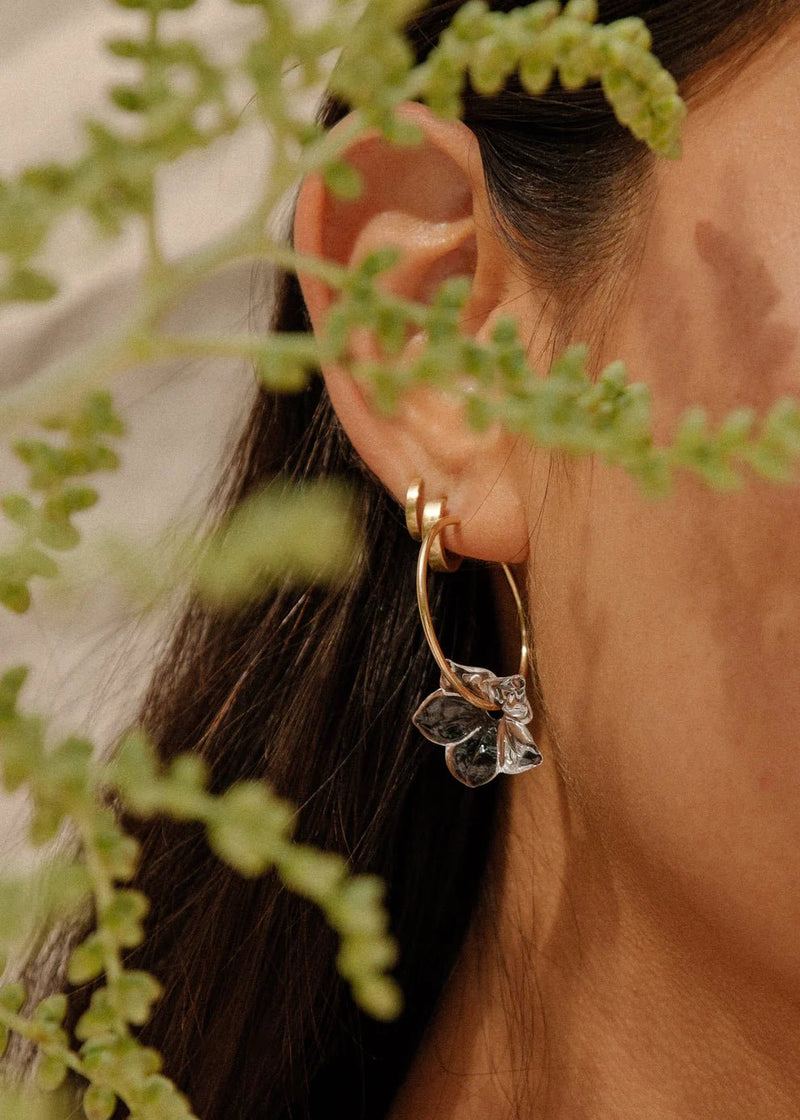 Pua Melia Plumeria Glass Hoops