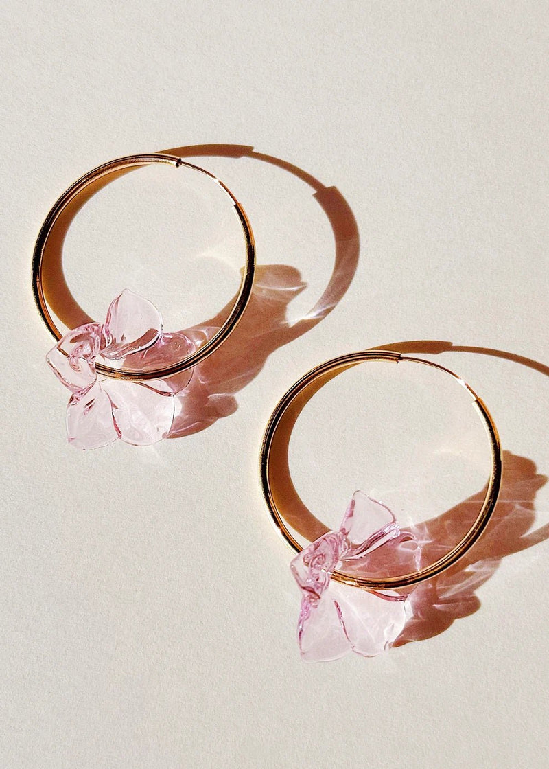 Pua Melia Plumeria Glass Hoops