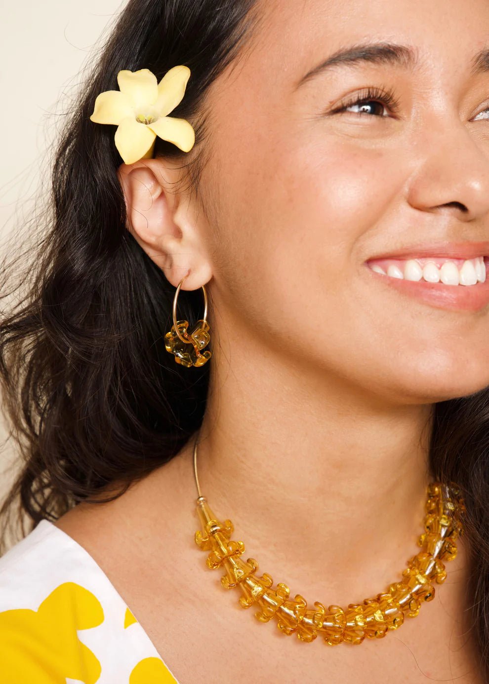 Puakenikeni Glass Flower Hoops