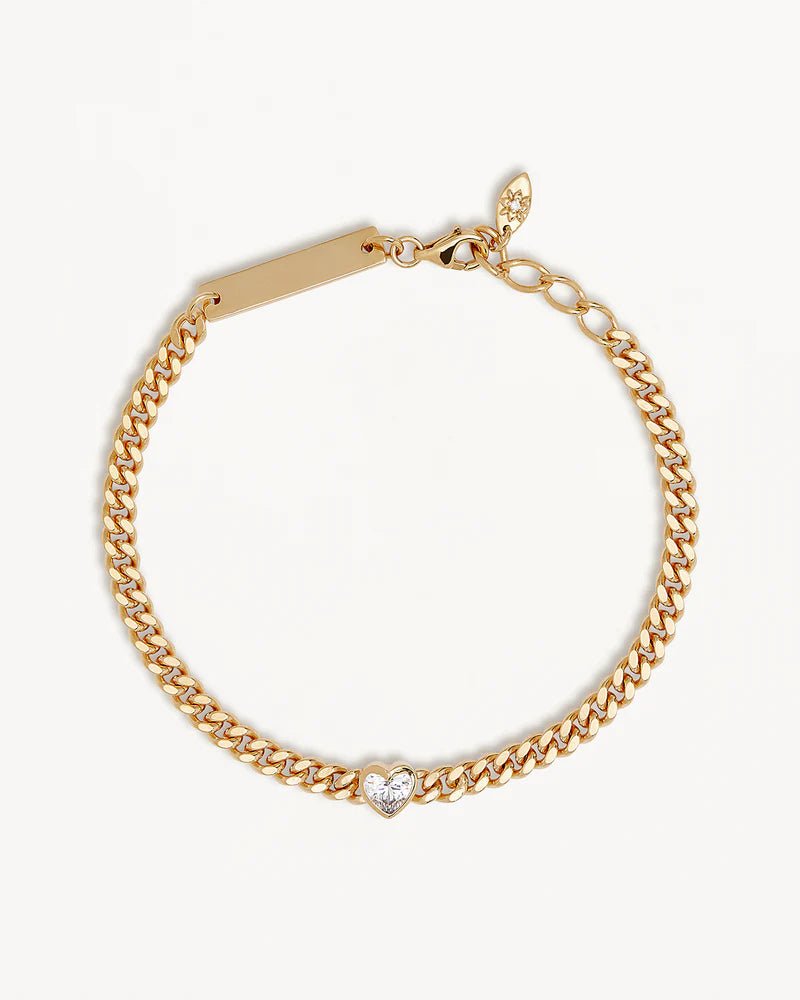 Radiant Heart Engravable Curb Bracelet