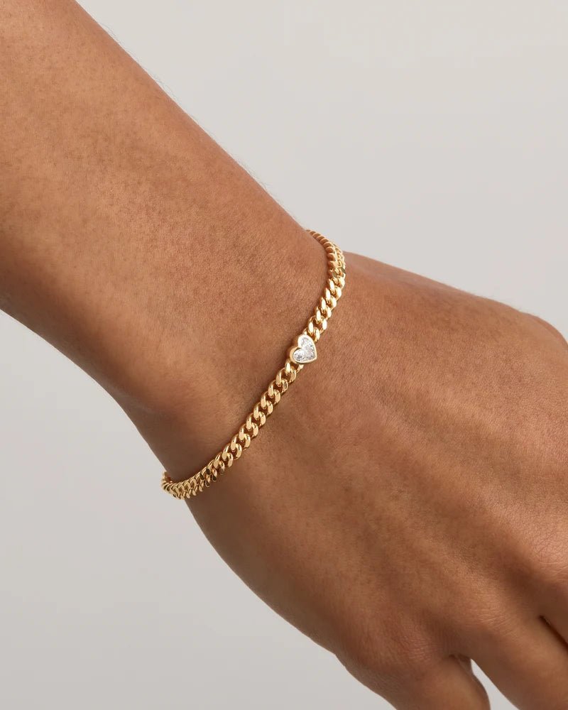 Radiant Heart Engravable Curb Bracelet