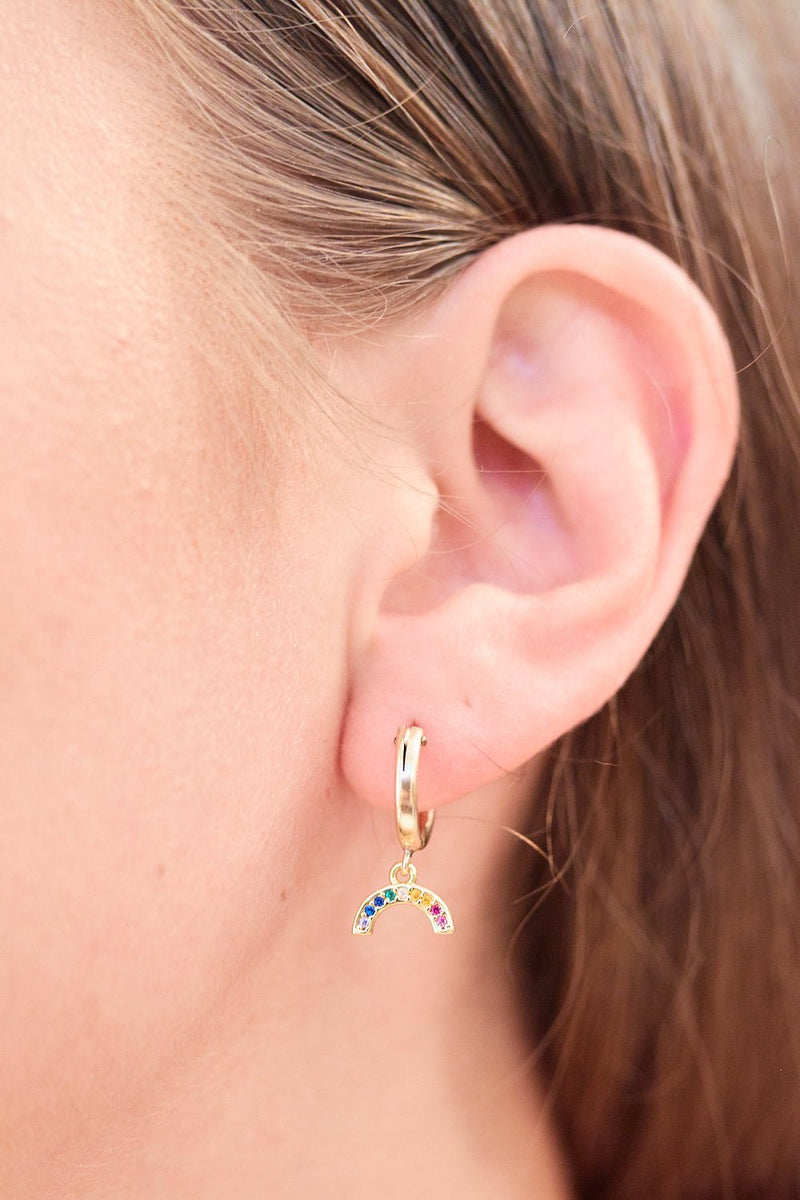 Rainbow Huggie Earrings