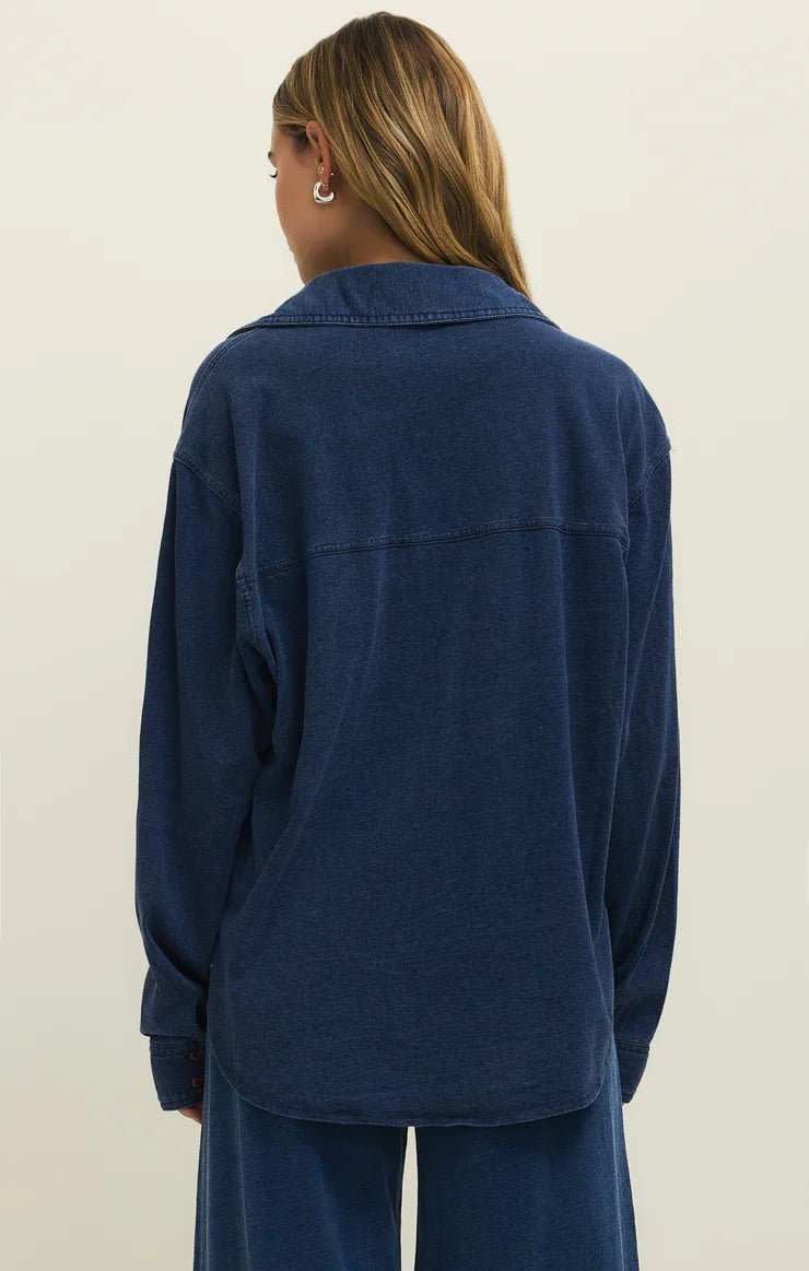 jersey denim jean button down shirt 