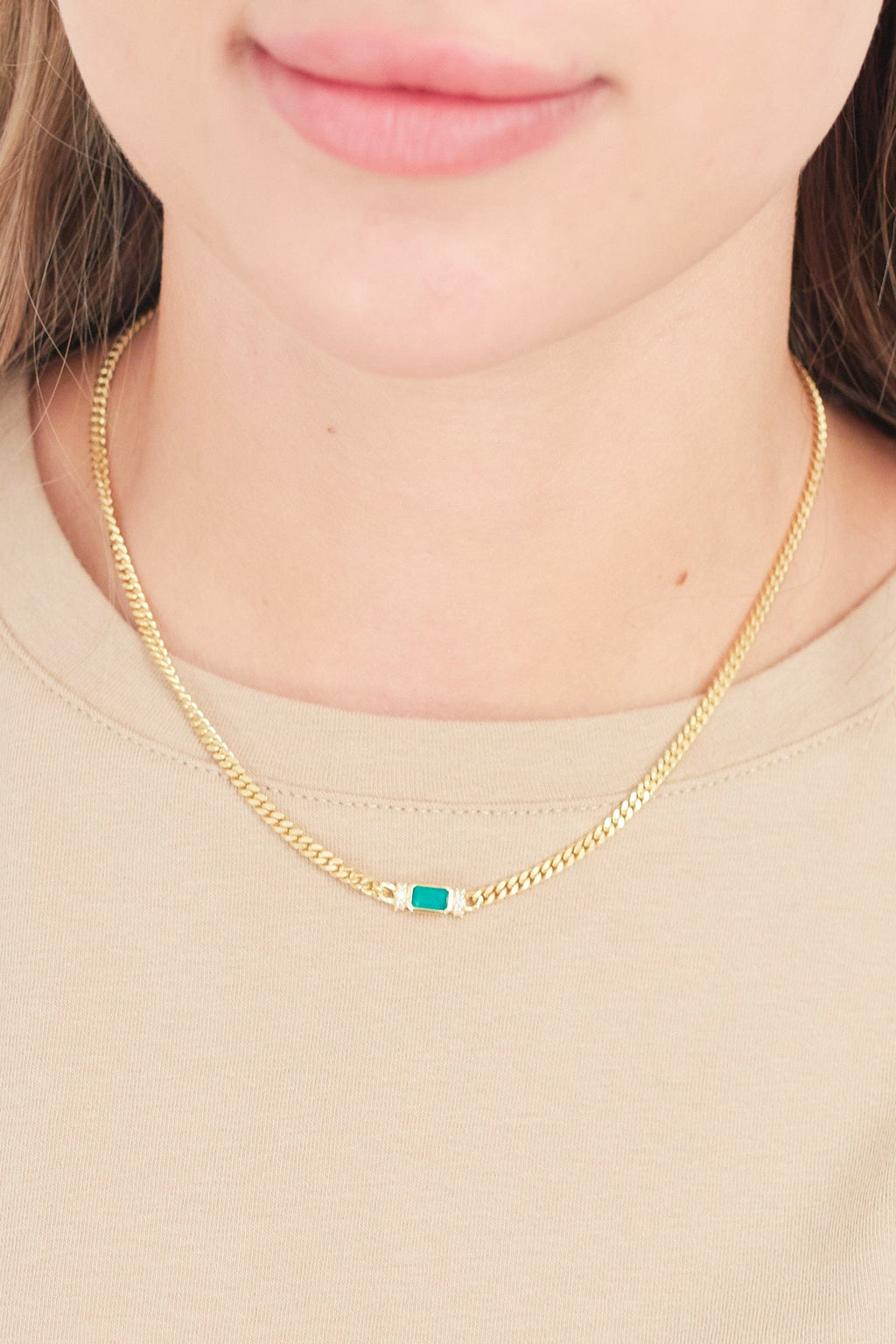 Strength Within Green Onyx Curb Choker