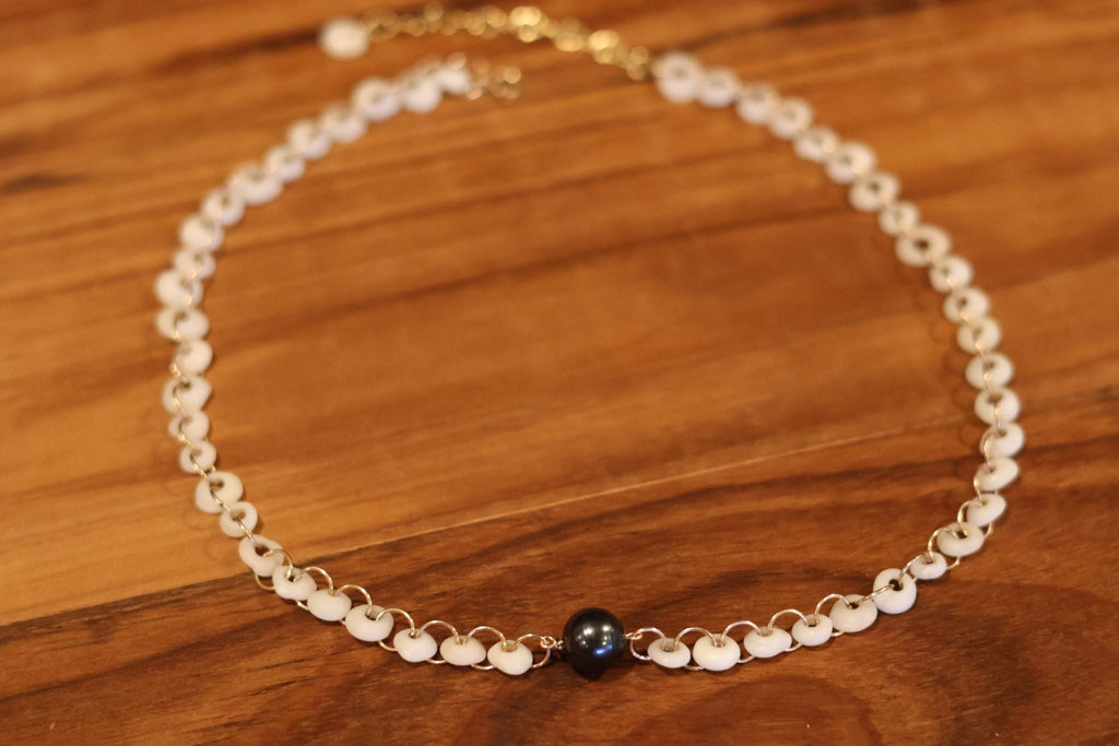 Mayla Kai Maui JewelryTahitian Pearl Full Moon Infinity Puka ChokerNecklaces