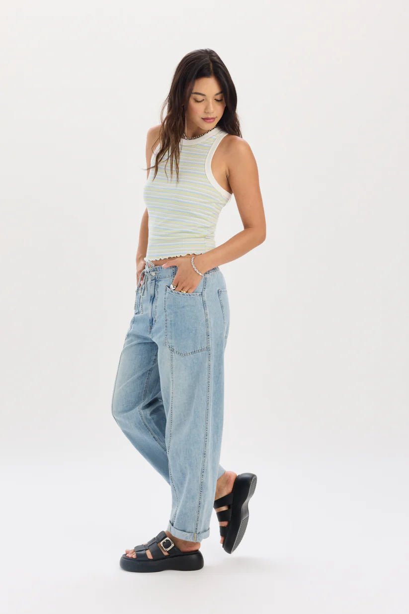 DazeVilla Drawstring Barrel LegJeans