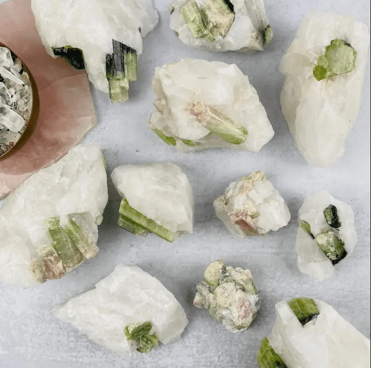 Watermelon Tourmaline On Quartz