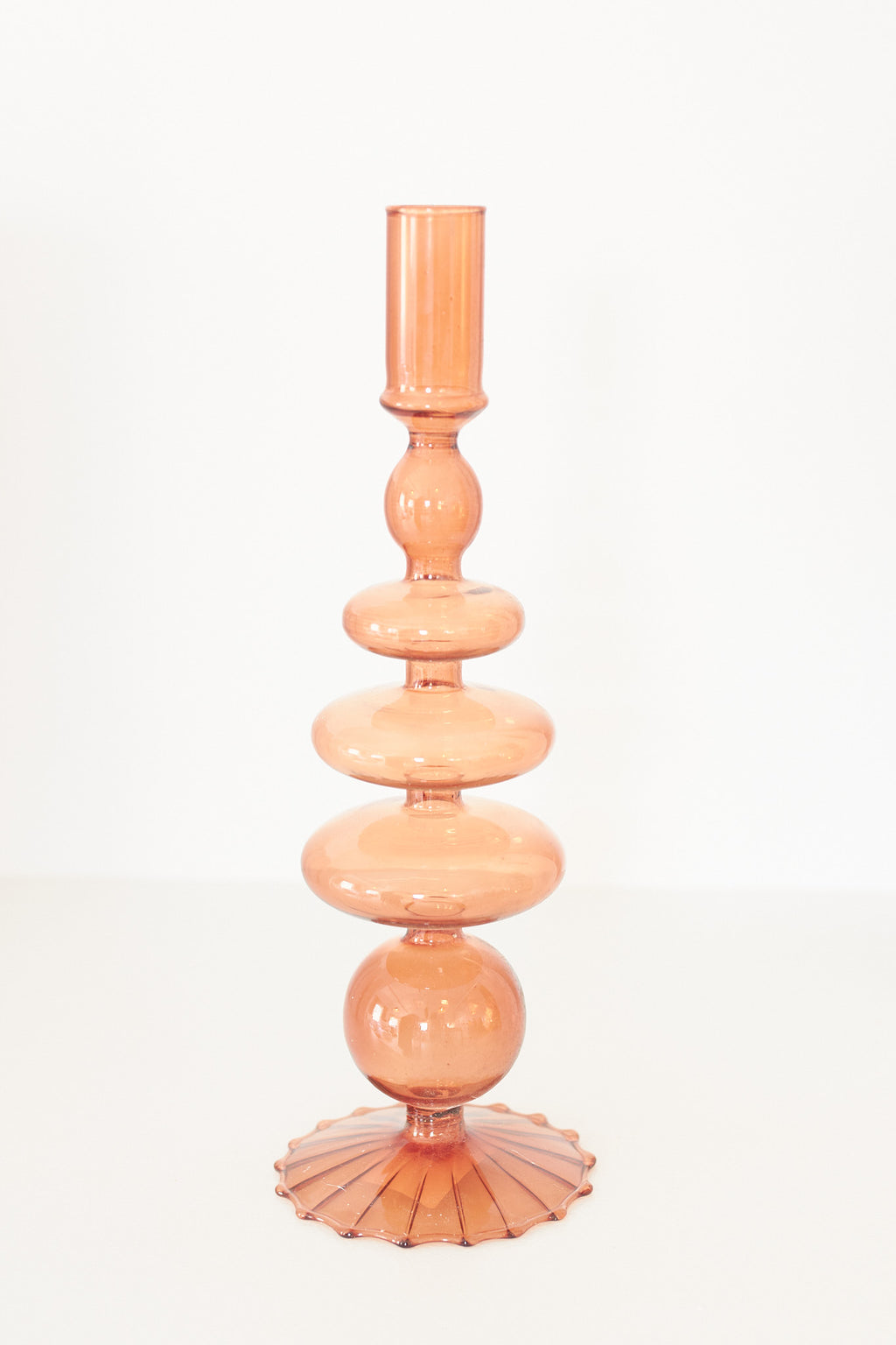 Brown Glass Candlestick Holder