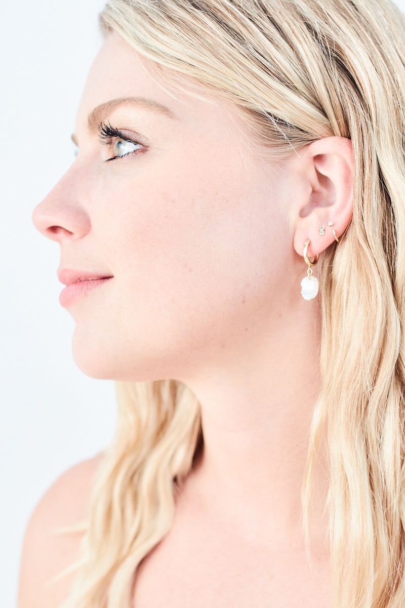 Keshi Pearl Huggie Earrings