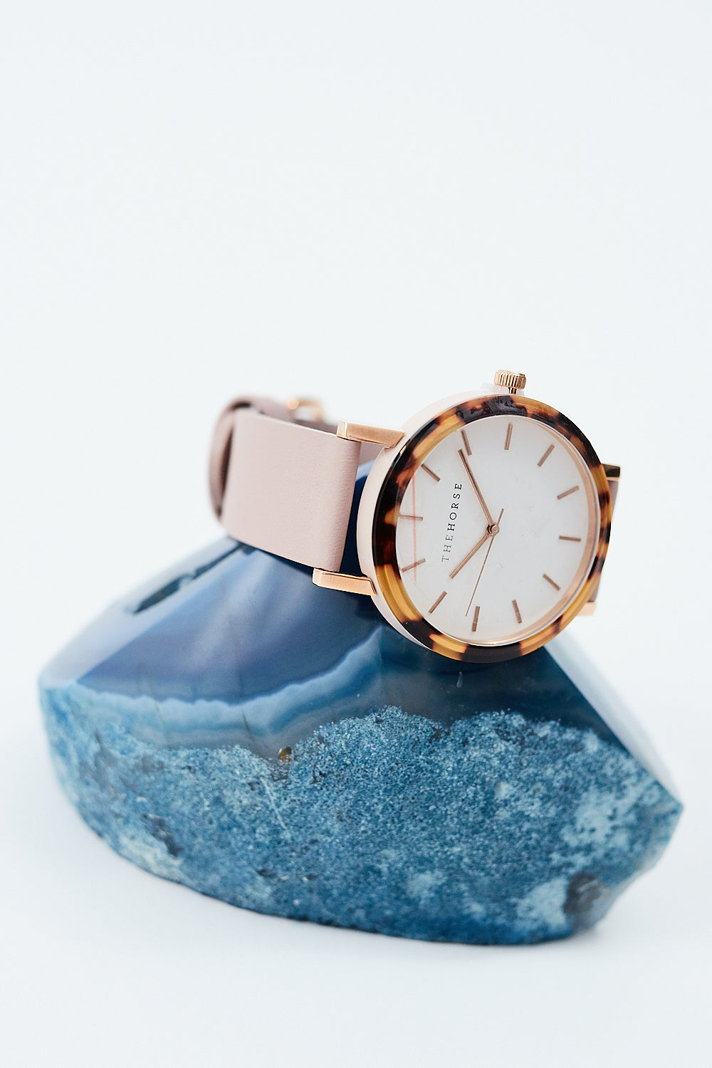Tortoise Shell Case/ White Dial/ Rose Gold Indexing/ Blush Leather