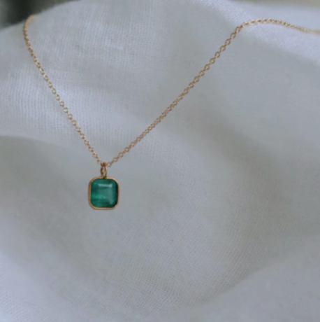 Emerald Octogon Pendant Necklace