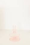 Pink Glass Candlestick Holder